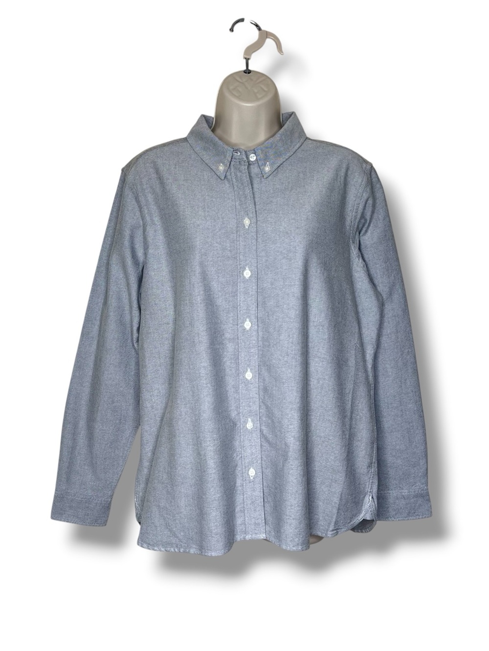 Brooks Brothers Women Cotton Oxford Button Shirt Blue Gray Long Sleeve Large